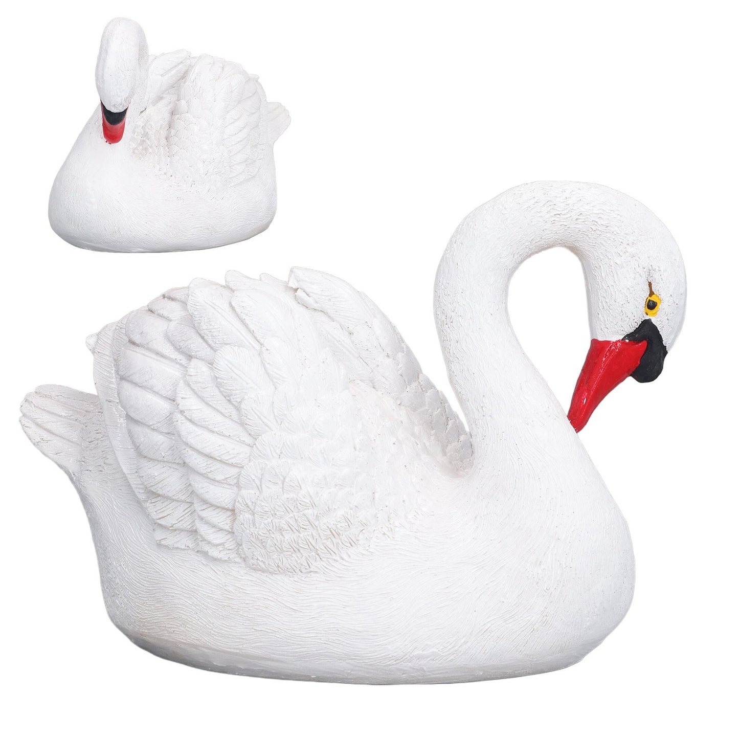 Resin White Swan Figurine Resin White Goose Statue for Outdoor Garden Yard Decoration