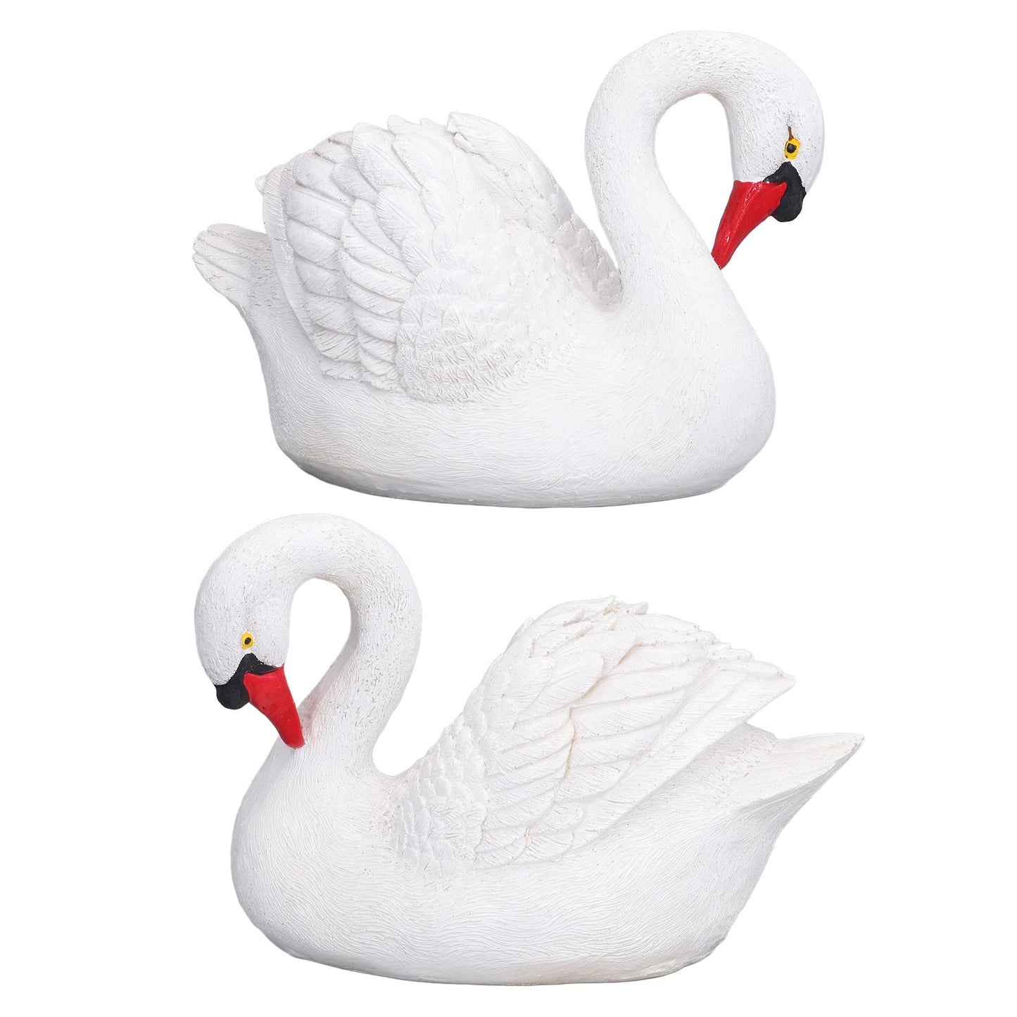 Resin White Swan Figurine Resin White Goose Statue for Outdoor Garden Yard Decoration