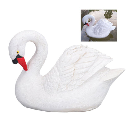 Resin White Swan Figurine Resin White Goose Statue for Outdoor Garden Yard Decoration