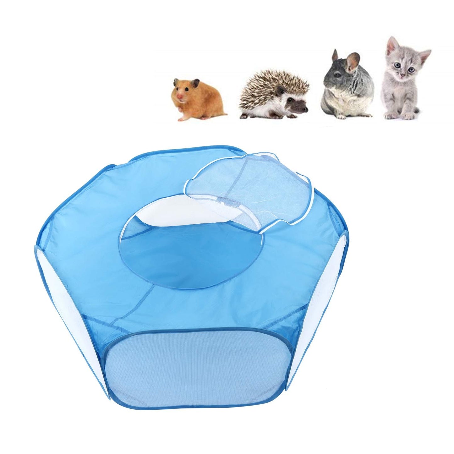 Pet Cage Tent Transparent Breathable Portable Small Animal Playpen for Hamsters Guinea Pigs