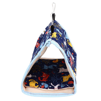 Warm Bird Nest Soft Thickened Foldable Bird Hanging Bed Toy with Hook for Parrots Parakeets