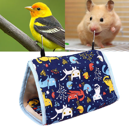 Warm Bird Nest Soft Thickened Foldable Bird Hanging Bed Toy with Hook for Parrots Parakeets