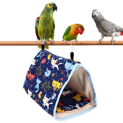 Warm Bird Nest Soft Thickened Foldable Bird Hanging Bed Toy with Hook for Parrots Parakeets