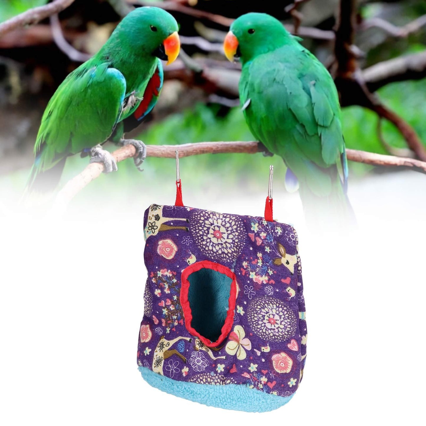 Warm Bird Hammock Plush Soft Foldable Round Bird Hanging Nest for Parrots Parakeet