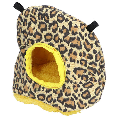 Warm Birdhouse Round Shape Soft Plush Save Space Easy Clean Safety Parrots HouseLeopard Print