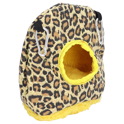 Warm Birdhouse Round Shape Soft Plush Save Space Easy Clean Safety Parrots HouseLeopard Print