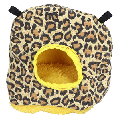 Warm Birdhouse Round Shape Soft Plush Save Space Easy Clean Safety Parrots HouseLeopard Print