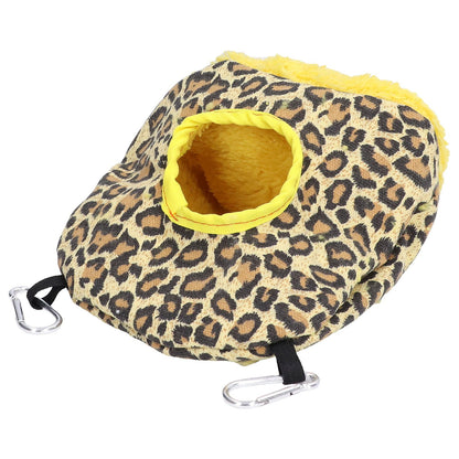 Warm Birdhouse Round Shape Soft Plush Save Space Easy Clean Safety Parrots HouseLeopard Print