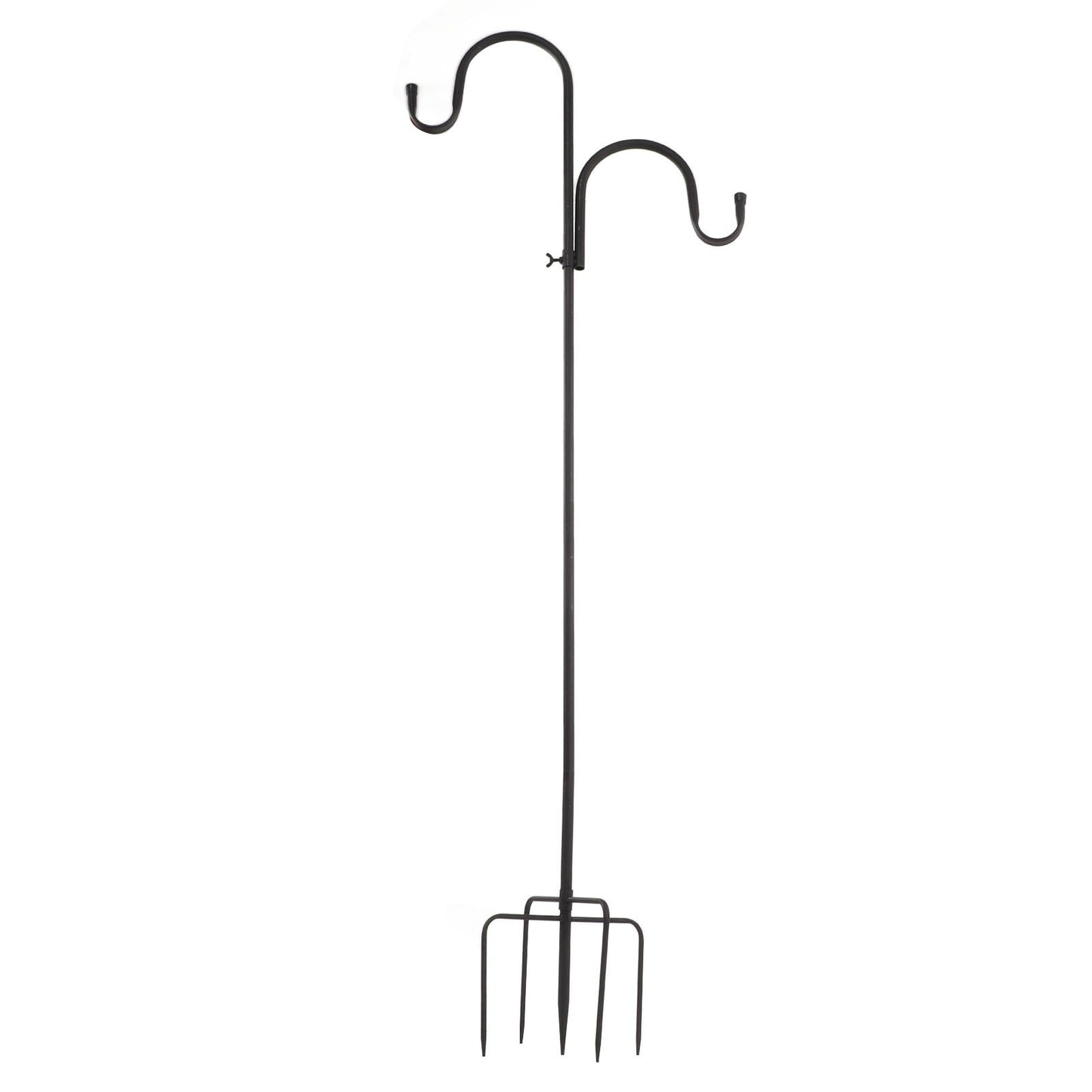 Shepherd's Hook Detachable Bird Feeder Hanger Iron 2 Hooks 5 Prong Bases Courtyard Accessories