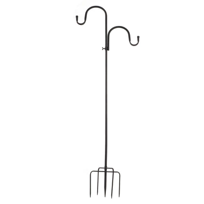 Shepherd's Hook Detachable Bird Feeder Hanger Iron 2 Hooks 5 Prong Bases Courtyard Accessories