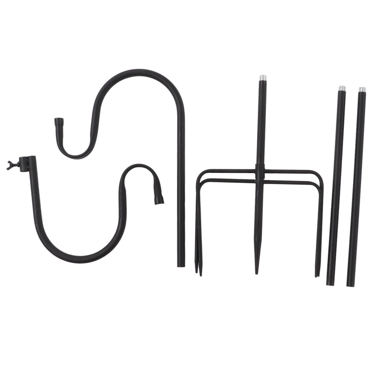 Shepherd's Hook Detachable Bird Feeder Hanger Iron 2 Hooks 5 Prong Bases Courtyard Accessories