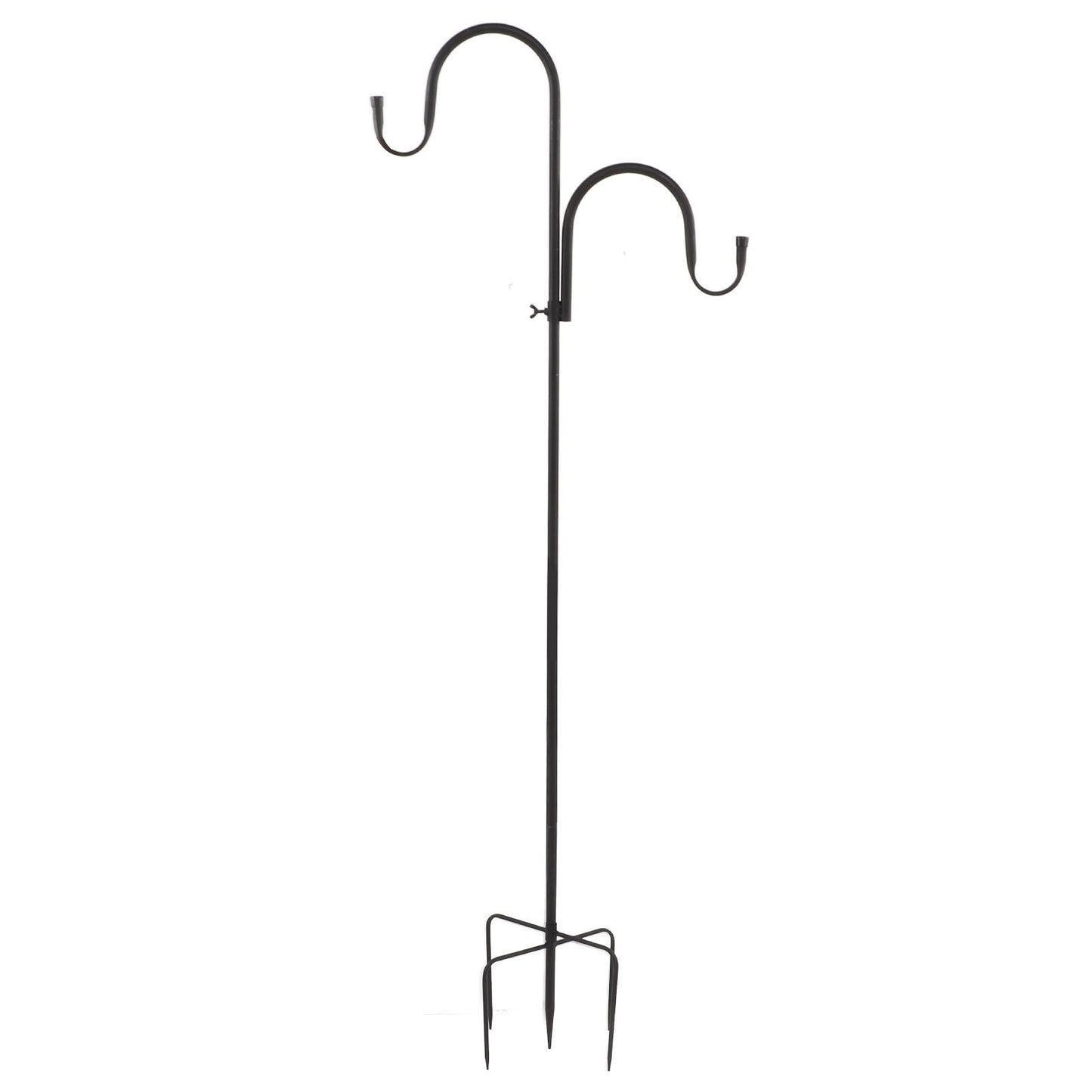 Shepherd's Hook Detachable Bird Feeder Hanger Iron 2 Hooks 5 Prong Bases Courtyard Accessories