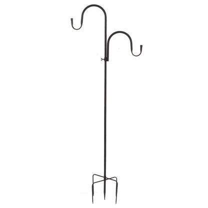 Shepherd's Hook Detachable Bird Feeder Hanger Iron 2 Hooks 5 Prong Bases Courtyard Accessories