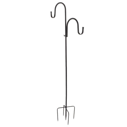 Shepherd's Hook Detachable Bird Feeder Hanger Iron 2 Hooks 5 Prong Bases Courtyard Accessories
