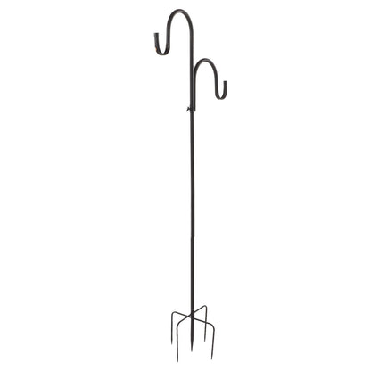 Shepherd's Hook Detachable Bird Feeder Hanger Iron 2 Hooks 5 Prong Bases Courtyard Accessories