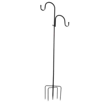 Shepherd's Hook Detachable Bird Feeder Hanger Iron 2 Hooks 5 Prong Bases Courtyard Accessories