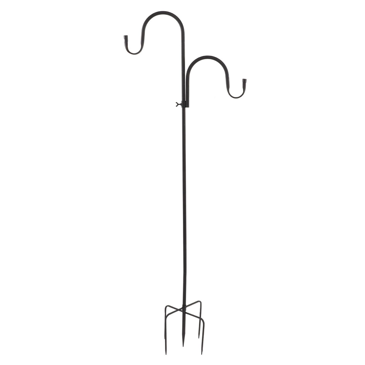 Shepherd's Hook Detachable Bird Feeder Hanger Iron 2 Hooks 5 Prong Bases Courtyard Accessories