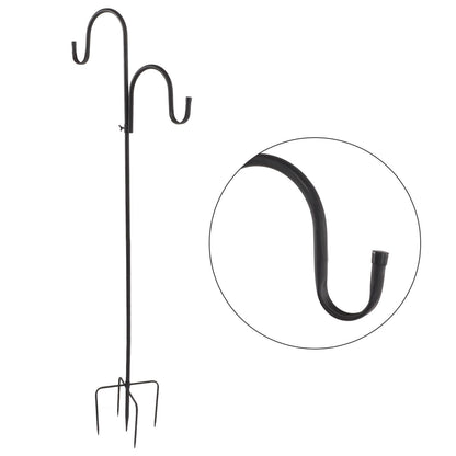 Shepherd's Hook Detachable Bird Feeder Hanger Iron 2 Hooks 5 Prong Bases Courtyard Accessories