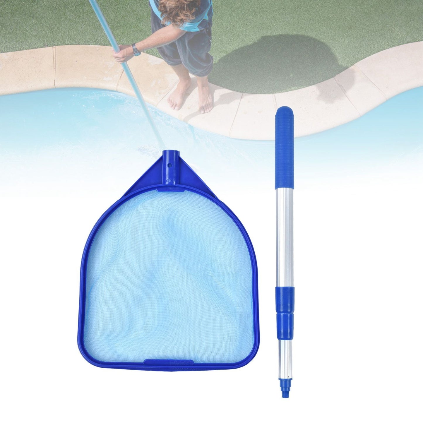 Pool Skimmer Net Quick Cleaning Three Section Telescopic Rod Pool Cleaning Tools for Hot Tubs Spas Fountains