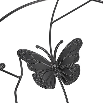 2PCS Flower Plant Support Stand Iron Climbing Frame for Home Garden Round Ring Design Black