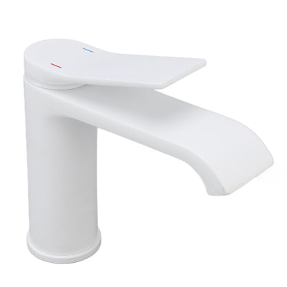 Sink Faucet G1/2 Thread Hot Cold Water Tap White Leaking Resistant Corrosion Proof Bathroom Sink Faucet for Home Use Short Style