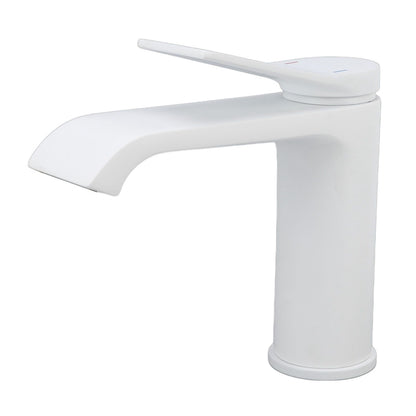 Sink Faucet G1/2 Thread Hot Cold Water Tap White Leaking Resistant Corrosion Proof Bathroom Sink Faucet for Home Use Short Style
