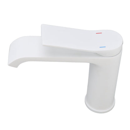 Sink Faucet G1/2 Thread Hot Cold Water Tap White Leaking Resistant Corrosion Proof Bathroom Sink Faucet for Home Use Short Style