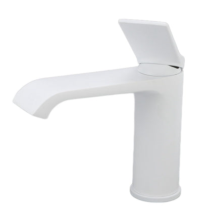 Sink Faucet G1/2 Thread Hot Cold Water Tap White Leaking Resistant Corrosion Proof Bathroom Sink Faucet for Home Use Short Style