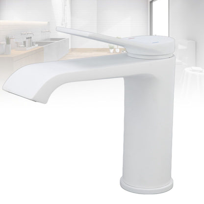Sink Faucet G1/2 Thread Hot Cold Water Tap White Leaking Resistant Corrosion Proof Bathroom Sink Faucet for Home Use Short Style