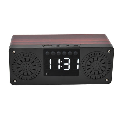 Speaker Red Double Speaker Digital Display Clock 360° Three Dimensional Surround Wooden Speaker Subwoofer