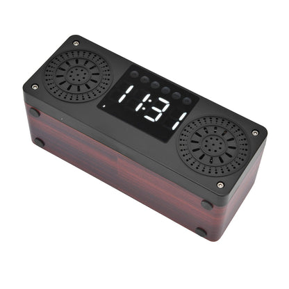 Speaker Red Double Speaker Digital Display Clock 360° Three Dimensional Surround Wooden Speaker Subwoofer