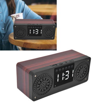 Speaker Red Double Speaker Digital Display Clock 360° Three Dimensional Surround Wooden Speaker Subwoofer