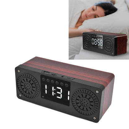 Speaker Red Double Speaker Digital Display Clock 360° Three Dimensional Surround Wooden Speaker Subwoofer