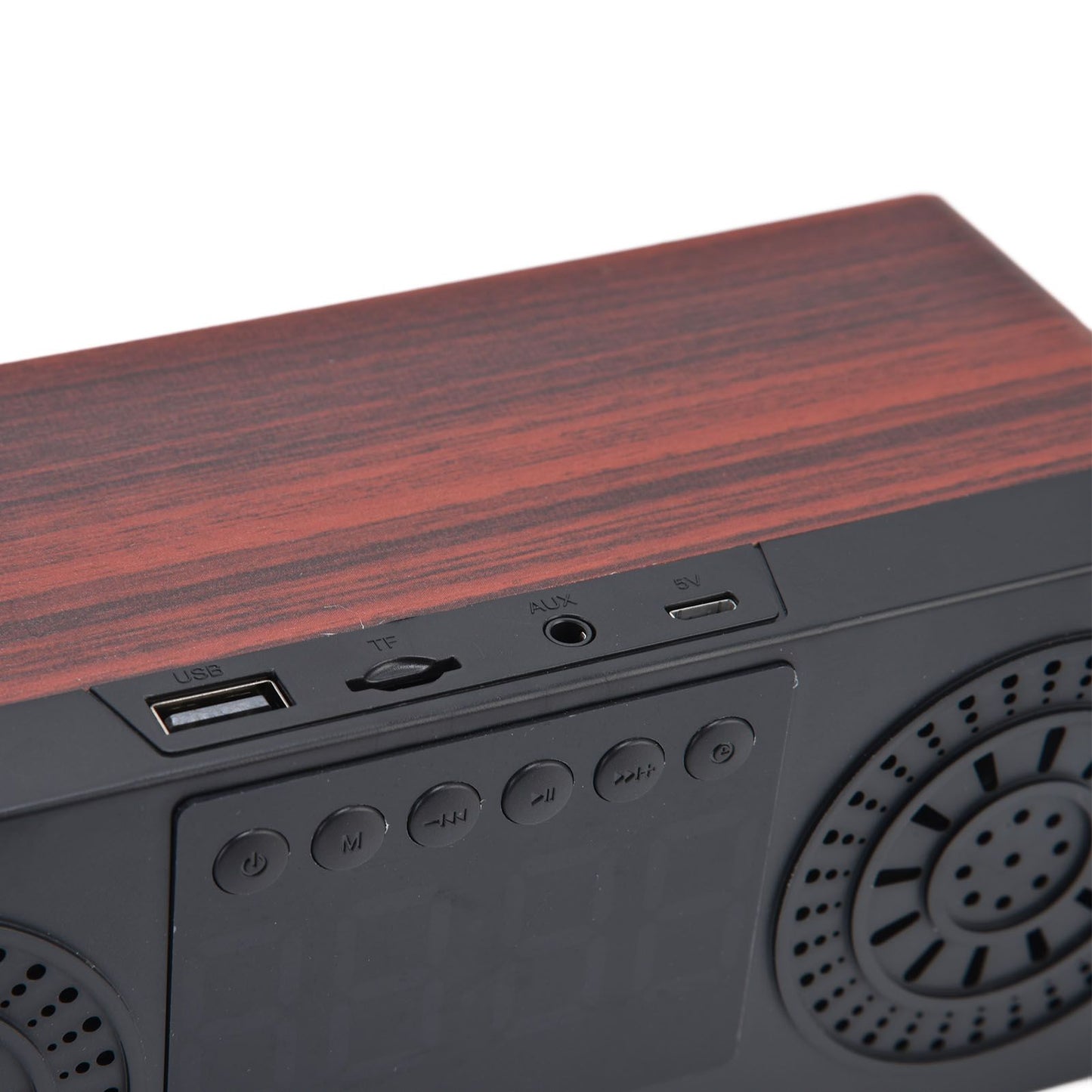 Speaker Red Double Speaker Digital Display Clock 360° Three Dimensional Surround Wooden Speaker Subwoofer
