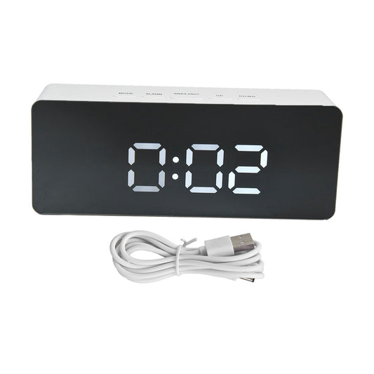 LED Clock Multifunctional USB Powered 3 Lighting Modes Snooze Time Celsius Fahrenheit Display Digital Alarm ClockWhite