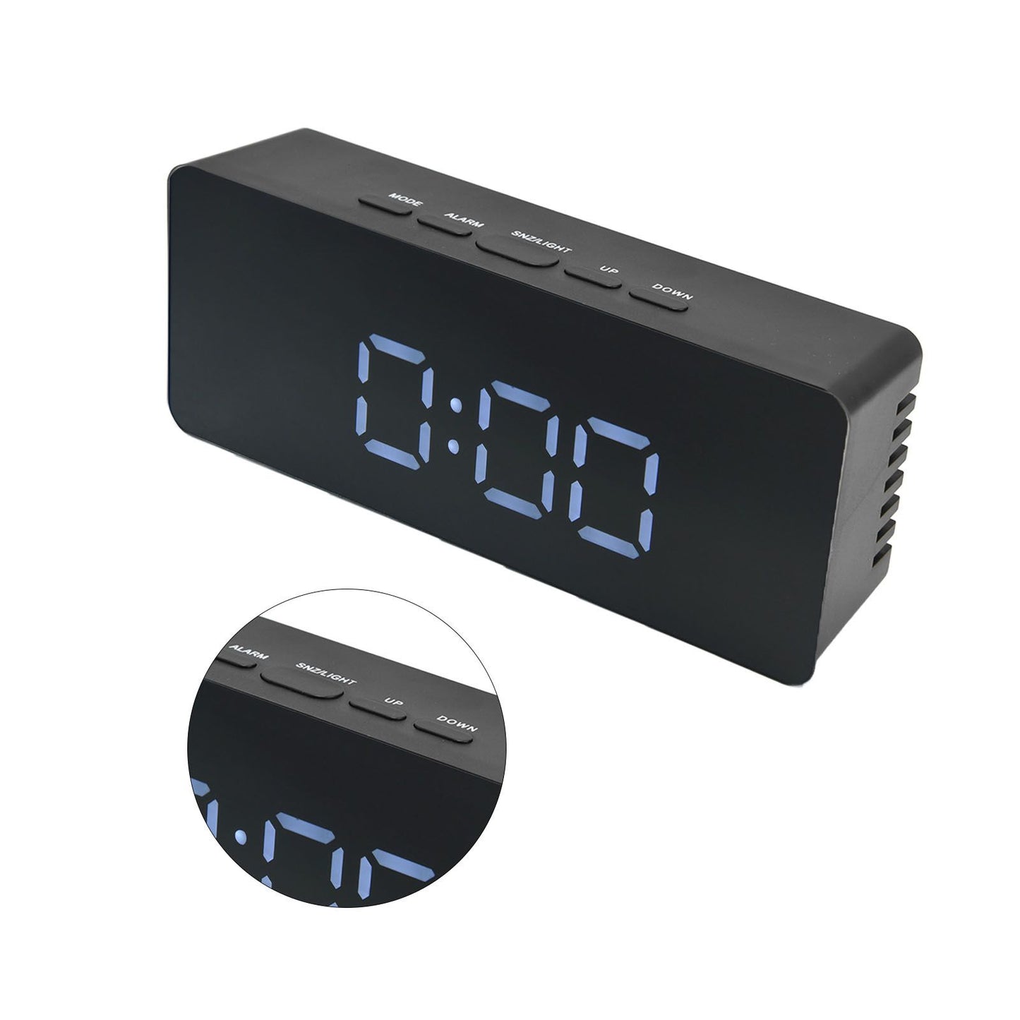 LED Clock Multifunctional USB Powered 3 Lighting Modes Snooze Time Celsius Fahrenheit Display Digital Alarm ClockBlack