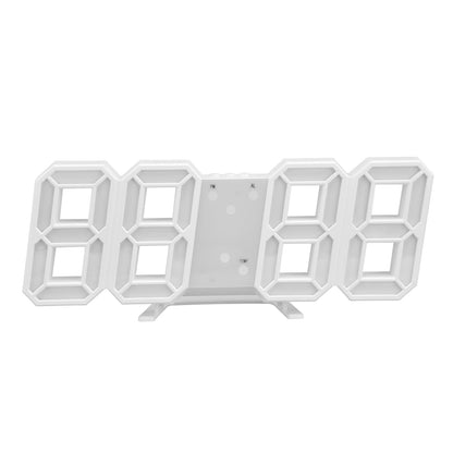 Digital Wall Clock Modern Design Temperature Display Alarm Function Sound Control Auto Sleep LED Wall ClockWhite Shell Blue Words
