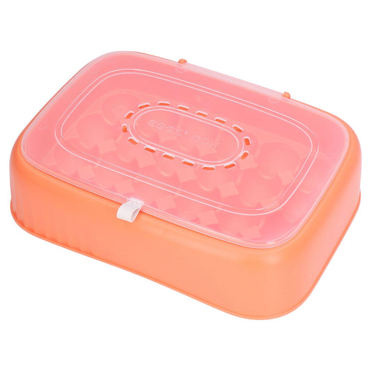 24 Eggs Containers ABS Egg Tray Storage Box Refrigerator Organizer Bins with Breathable VentsOrange