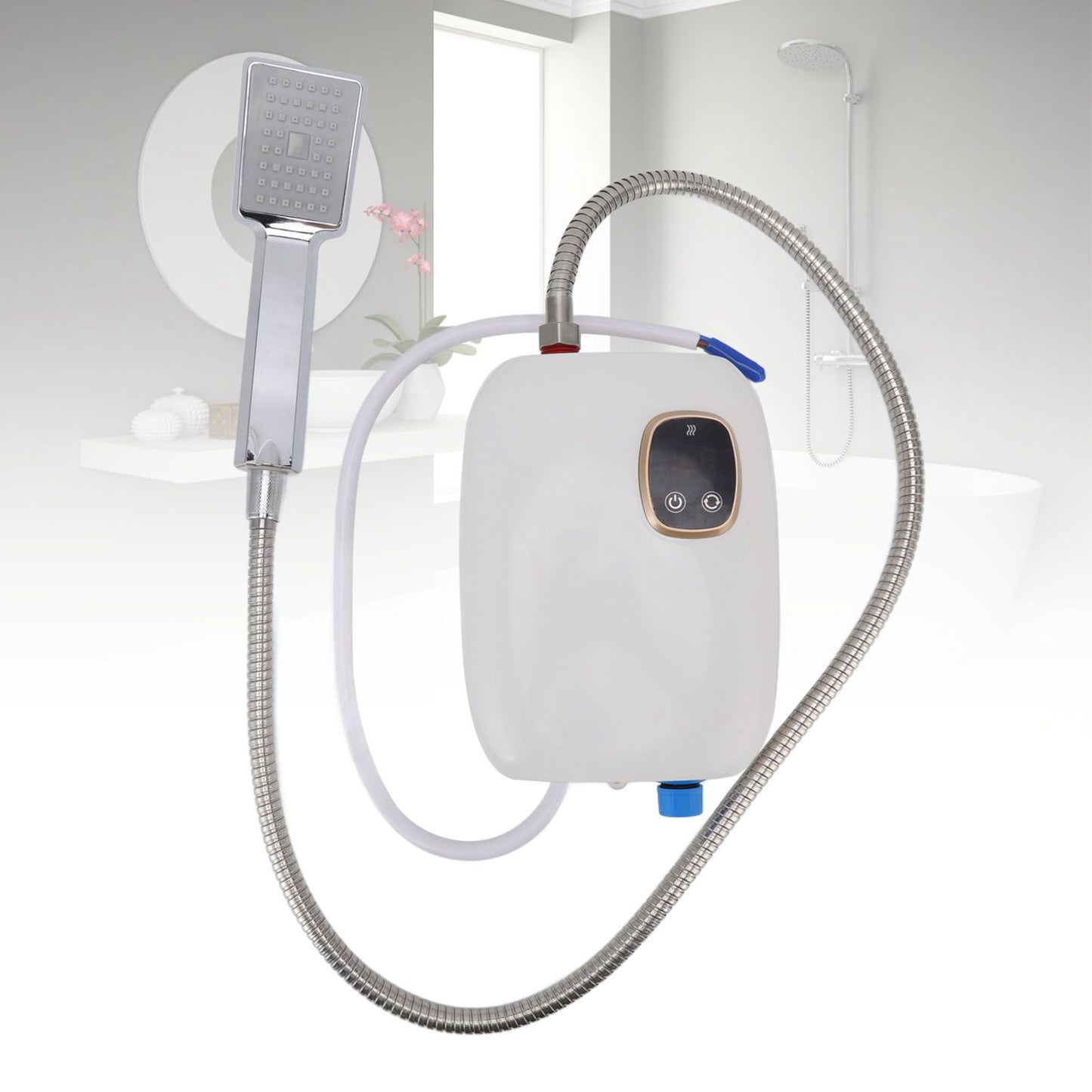 5500W 25A Electric Instant Hot Water Heater Touch Screen Over Temperature Protection Water Heater with Shower Head 220V
