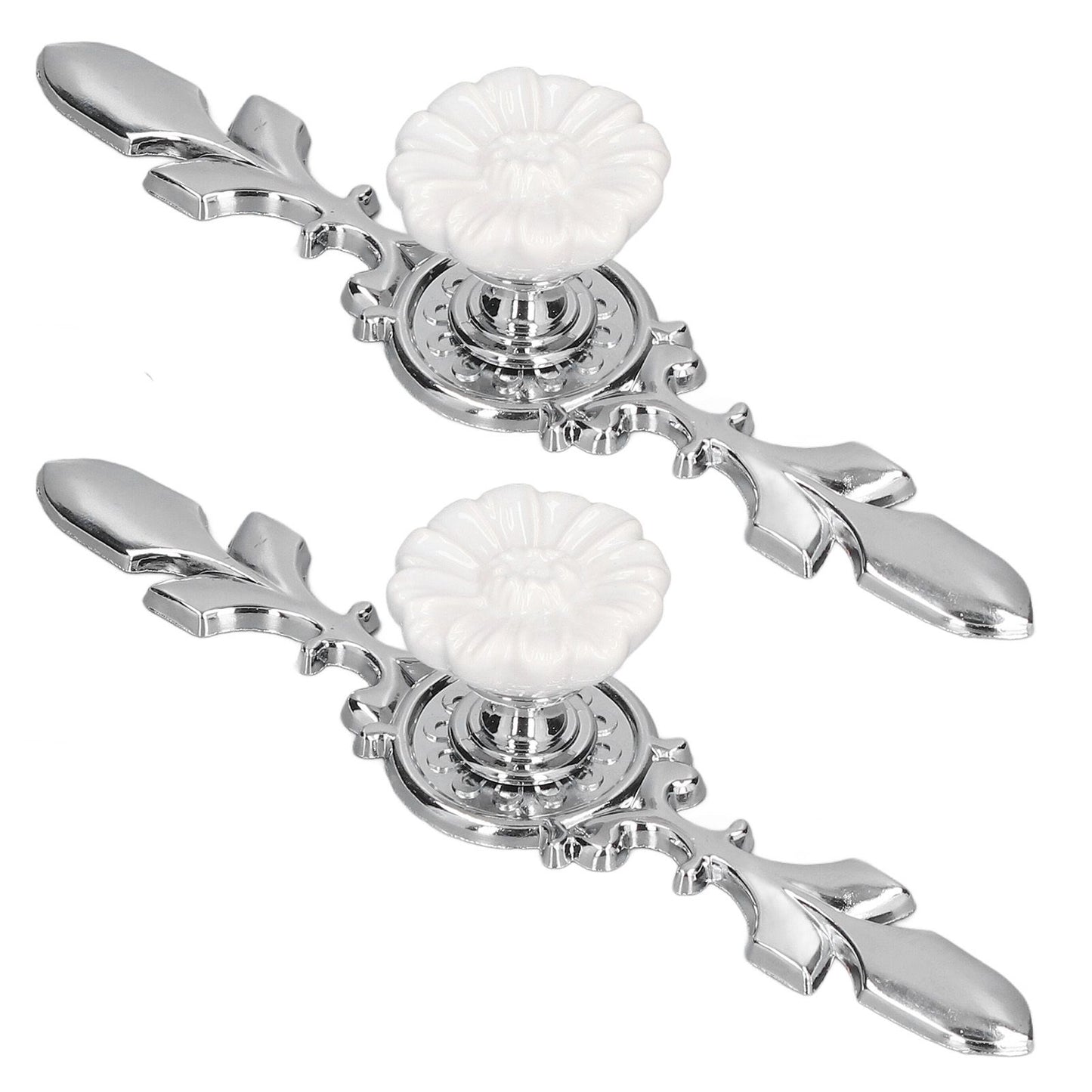 2 Set Drawer Knobs Pull Handles Ceramics Cabinet Cupboard Door Decorative Knobs with Plate for Kitchen Bathroom Office1088D Magnolia