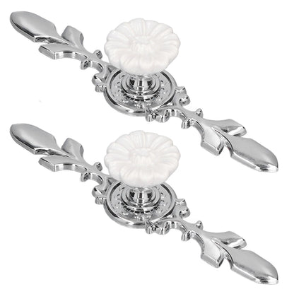 2 Set Drawer Knobs Pull Handles Ceramics Cabinet Cupboard Door Decorative Knobs with Plate for Kitchen Bathroom Office1088D Magnolia