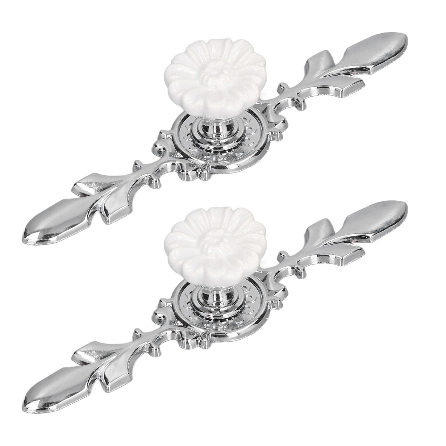 2 Set Drawer Knobs Pull Handles Ceramics Cabinet Cupboard Door Decorative Knobs with Plate for Kitchen Bathroom Office1088D Magnolia