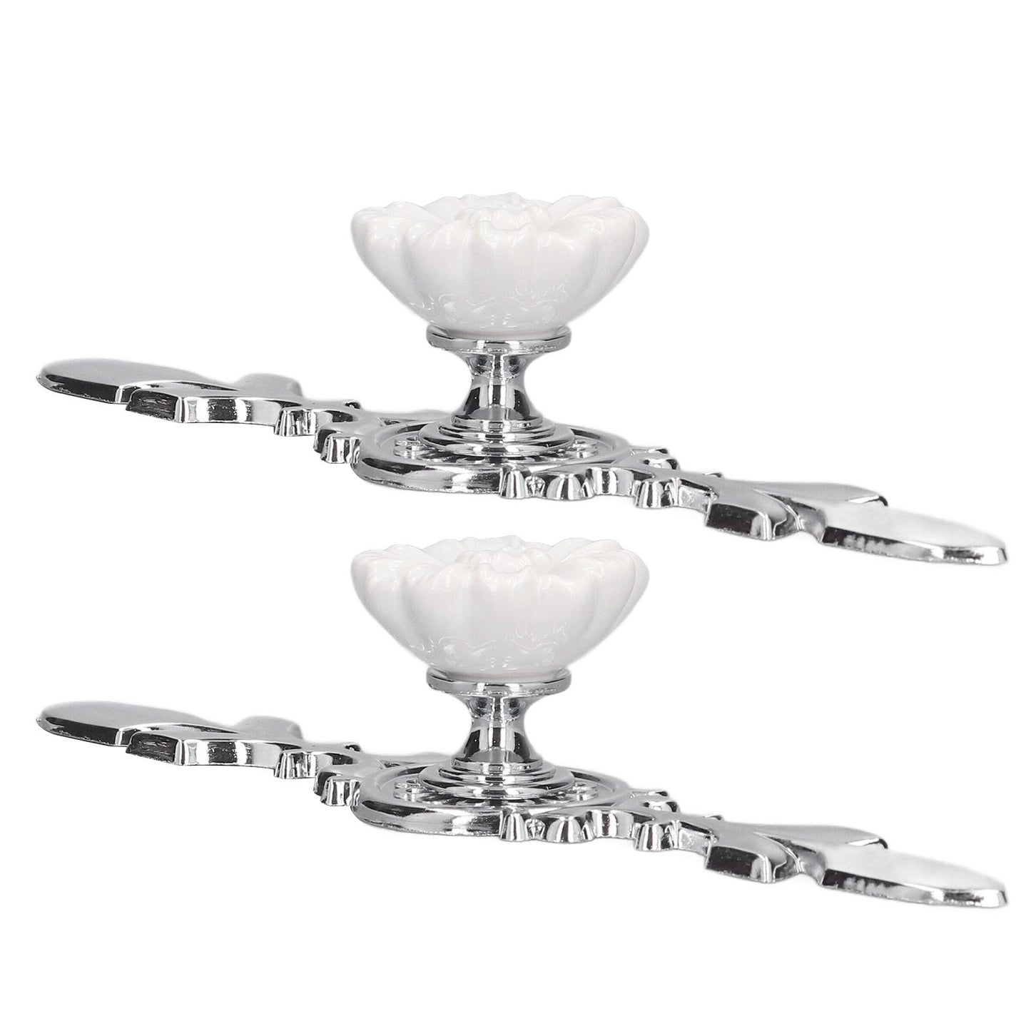 2 Set Drawer Knobs Pull Handles Ceramics Cabinet Cupboard Door Decorative Knobs with Plate for Kitchen Bathroom Office1088D Magnolia