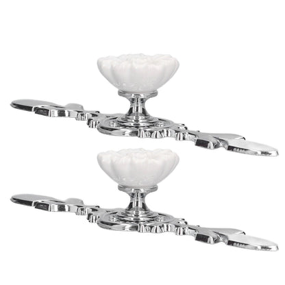 2 Set Drawer Knobs Pull Handles Ceramics Cabinet Cupboard Door Decorative Knobs with Plate for Kitchen Bathroom Office1088D Magnolia