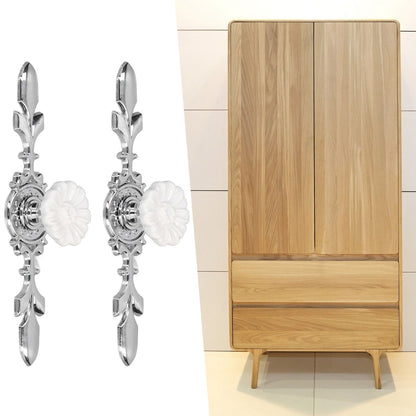 2 Set Drawer Knobs Pull Handles Ceramics Cabinet Cupboard Door Decorative Knobs with Plate for Kitchen Bathroom Office1088D Magnolia