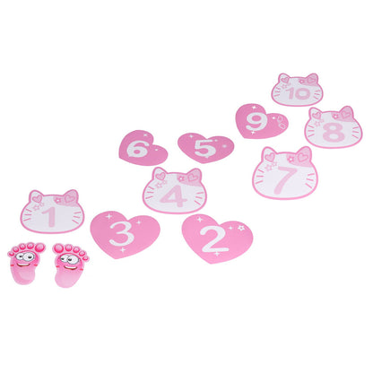 Removable 10 Number Hopscotch Stickers Children Room Floor Decoration Pink Cartoon Number Hopscotch Footprints Stickers