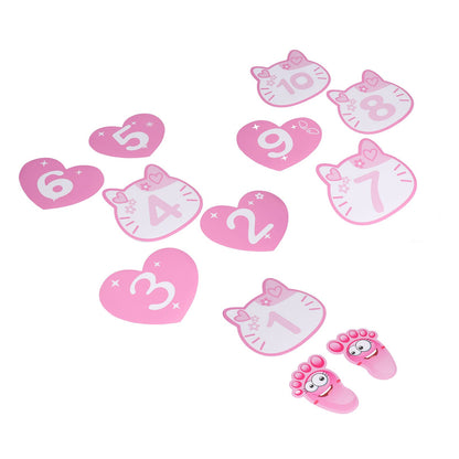 Removable 10 Number Hopscotch Stickers Children Room Floor Decoration Pink Cartoon Number Hopscotch Footprints Stickers