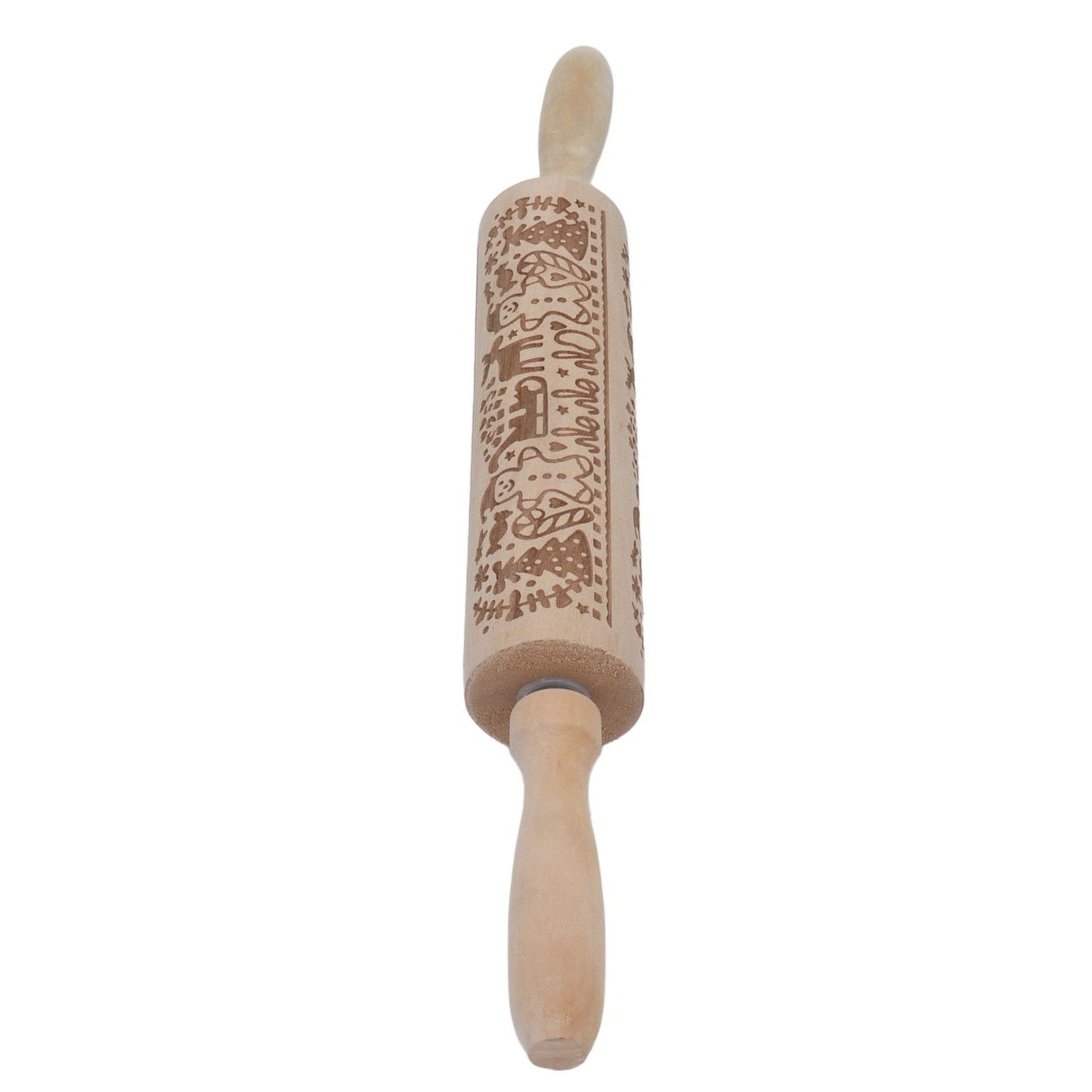 Rolling Pin Wooden Christmas Print Dough Roller Kitchen Tool for Pastries Pizza Biscuits Baking