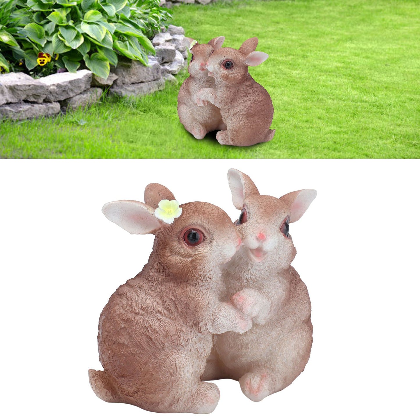 Garden Bunny Statues Resin Crafts Decorations Potted Landscaping Sculpture Animal Models for Lawn Garden