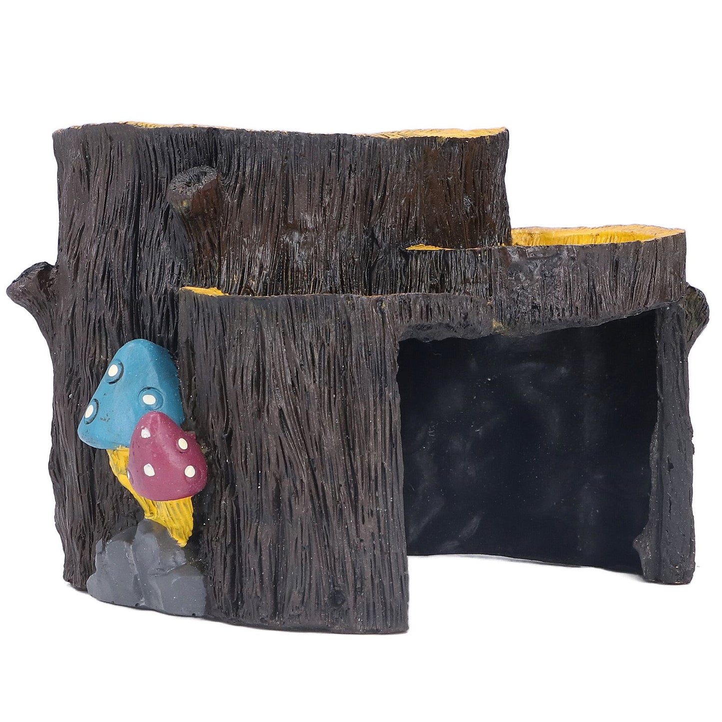 Resin Mini Stump Shape Hiding Hole Wooden Cave Artificial Aquarium Plants Ornaments for Shelter